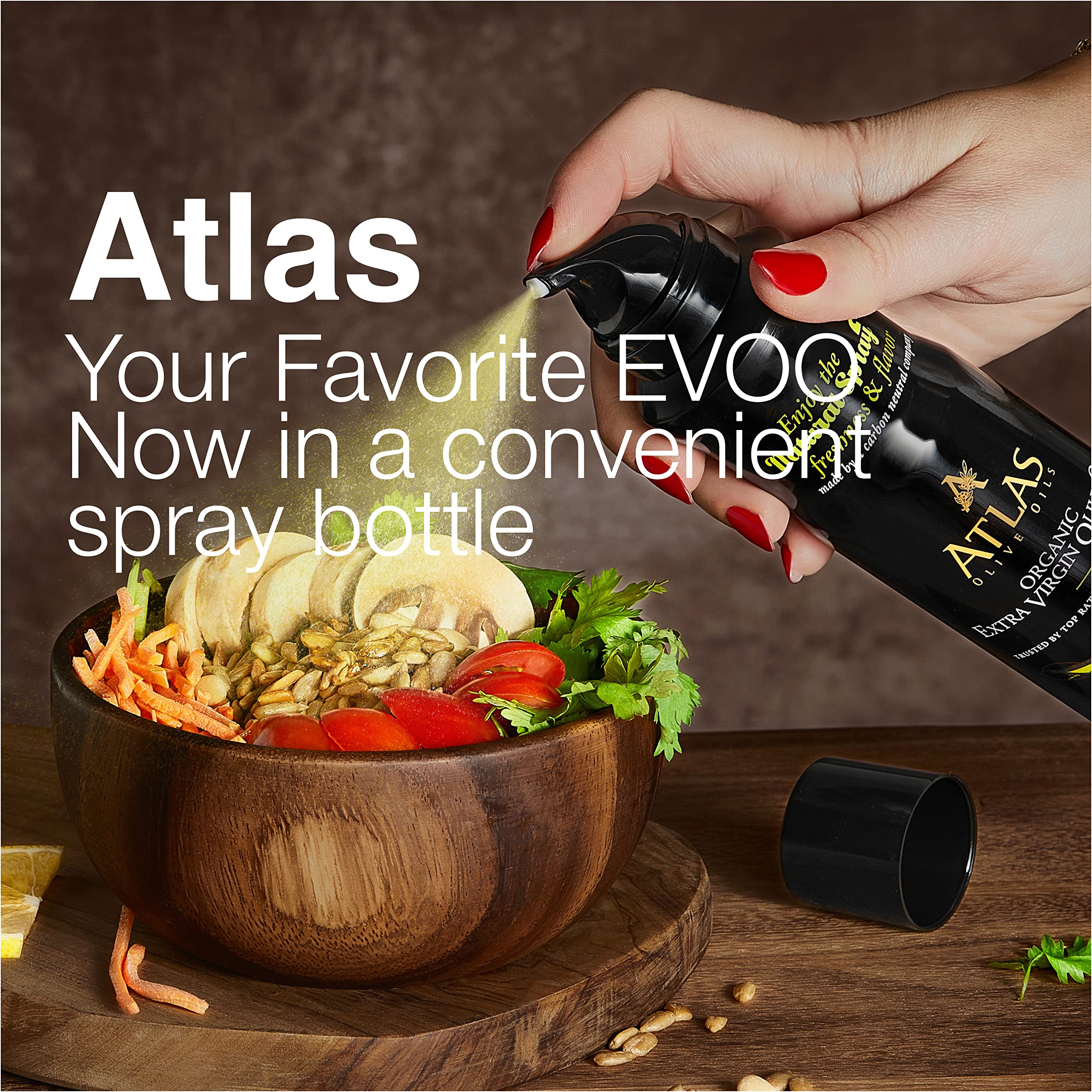 Atlas Olive Oil Spray in a neat kitchen scene for mess-free use