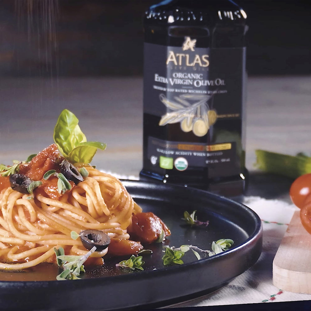 Atlas Olive Oils aroma closeup evokes almonds, herbs, and citrus zest.