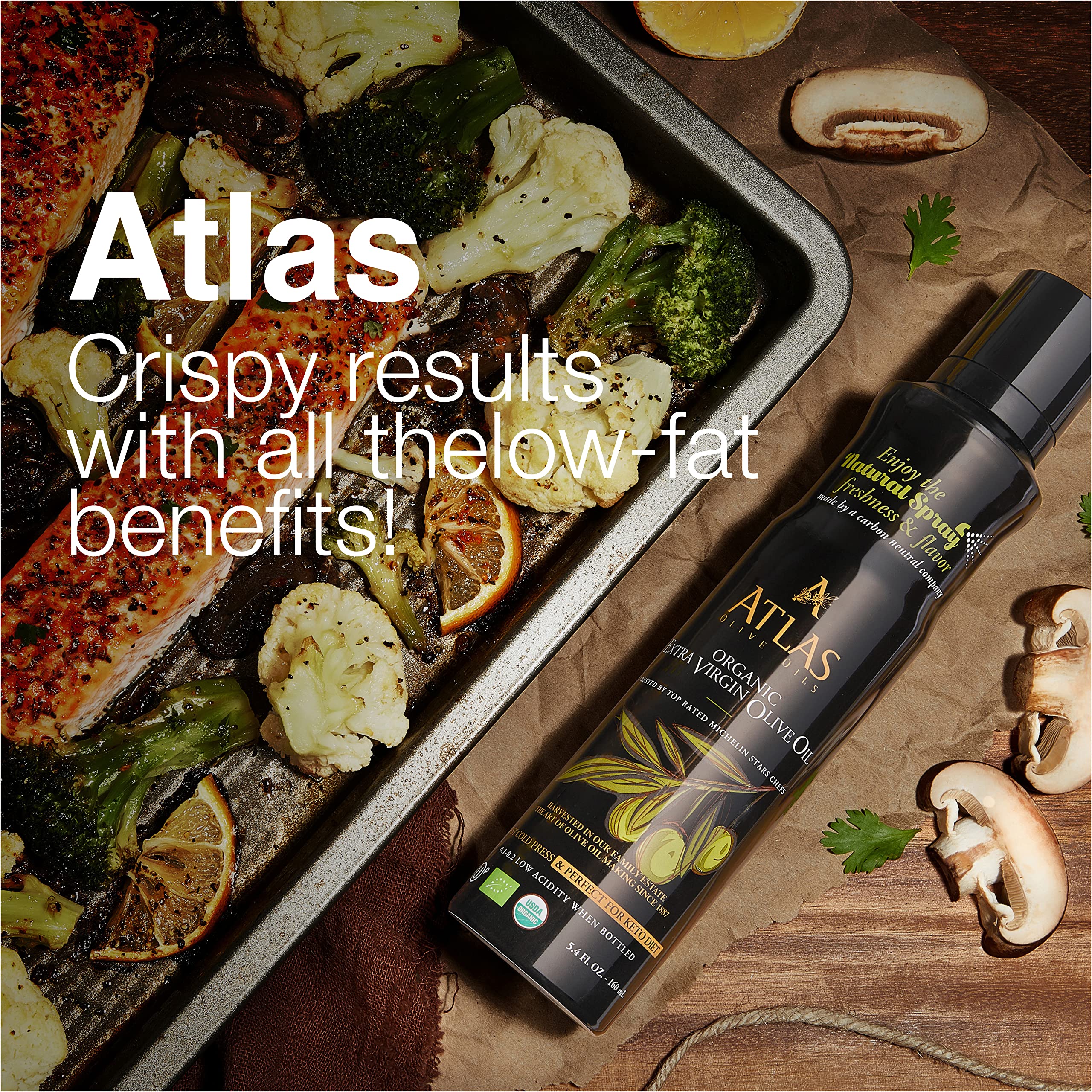 Atlas Organic Moroccan EVOO bottle emphasizing traditional craftsmanship