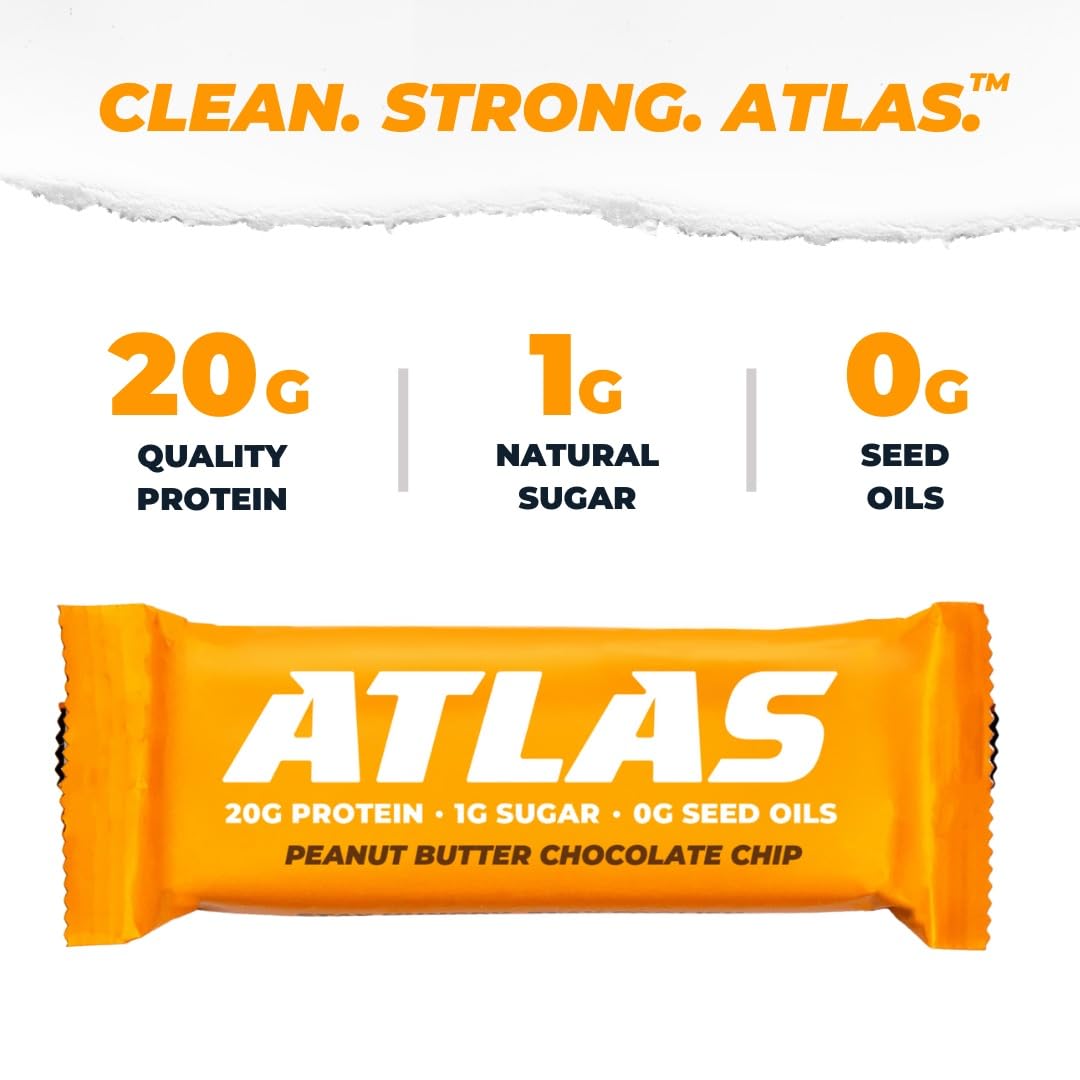 Atlas Real Food Protein Bar pack with nutrition facts communicates clear macro details