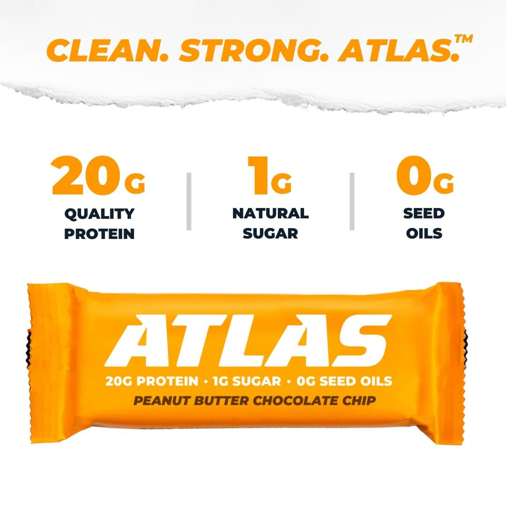 Atlas Real Food Protein Bar pack with nutrition facts communicates clear macro details