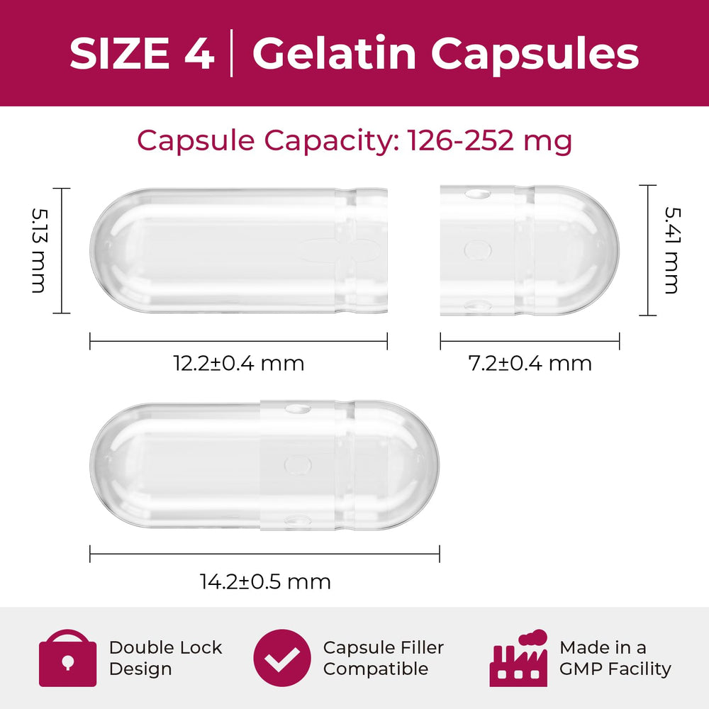 ATLEMISME empty gelatin capsules size 4 with two micro spoons for precise filling