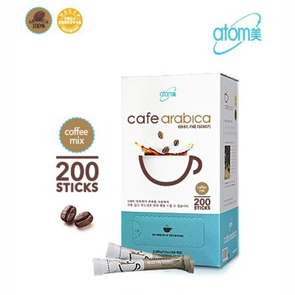 A steaming cup of Atomy coffee prepared from Arabica sticks.