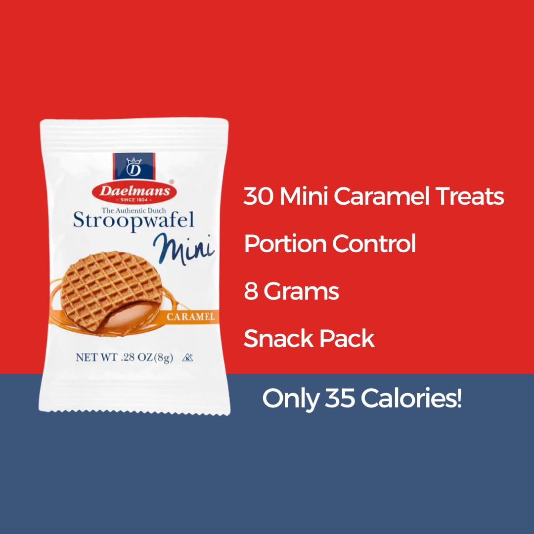 Individually wrapped ATREVO Stroopwafel Mini, convenient for sharing.