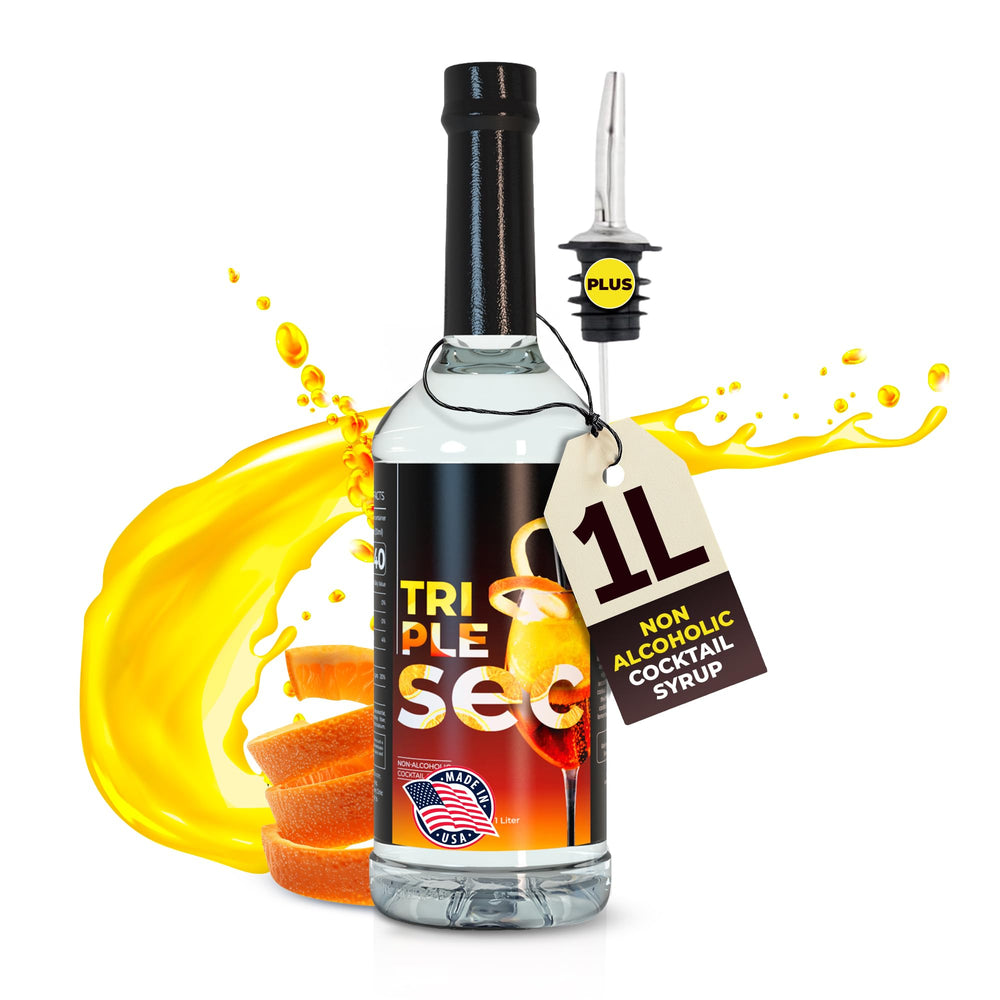 ATREVO triple sec syrup bottle with pourer for precise cocktail pouring