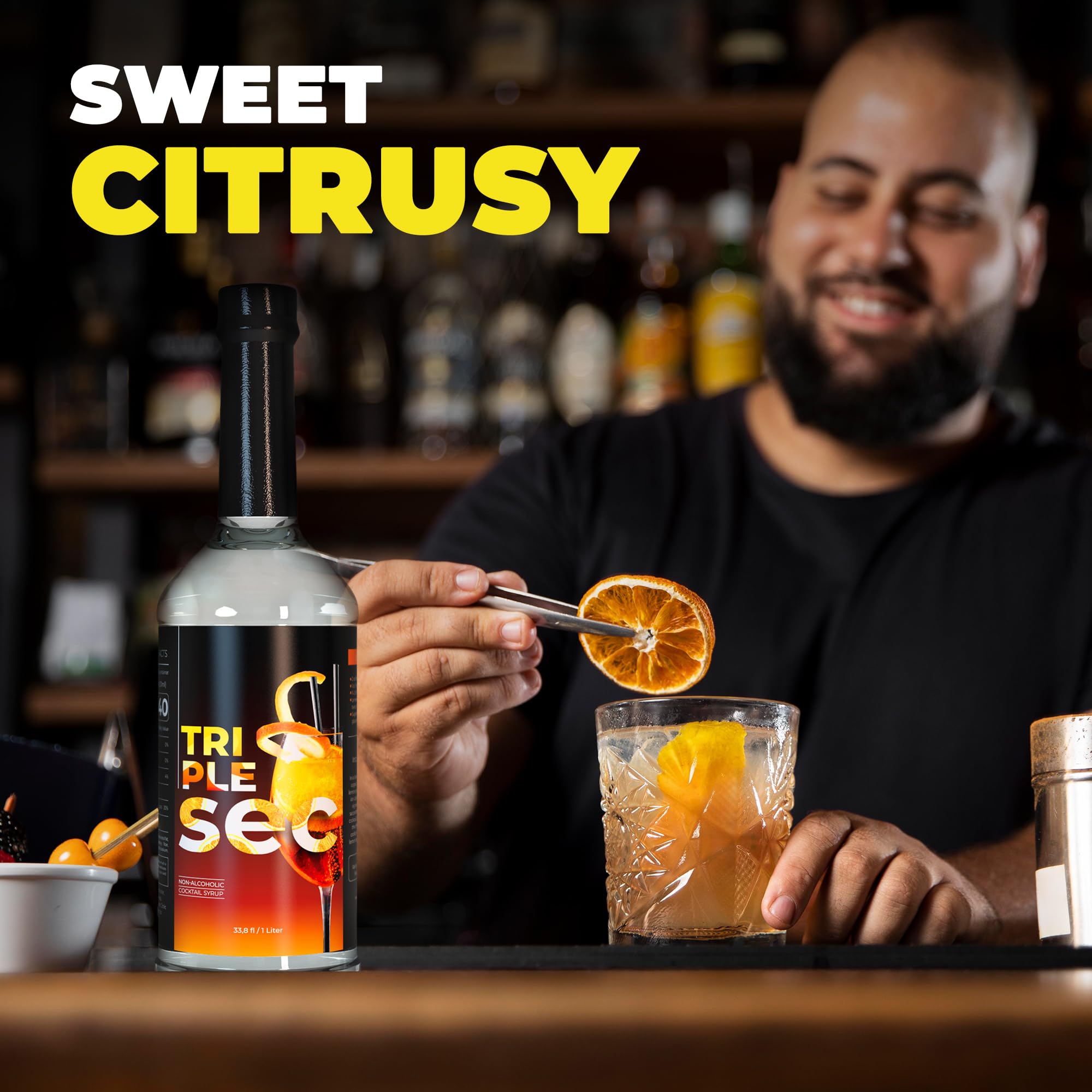 ATREVO orange syrup glazed over dessert for citrus finishing touch