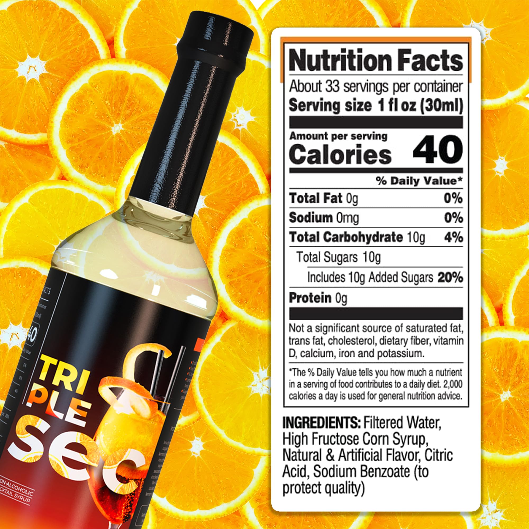 ATREVO orange syrup in a glass mocktail showing vibrant citrus notes