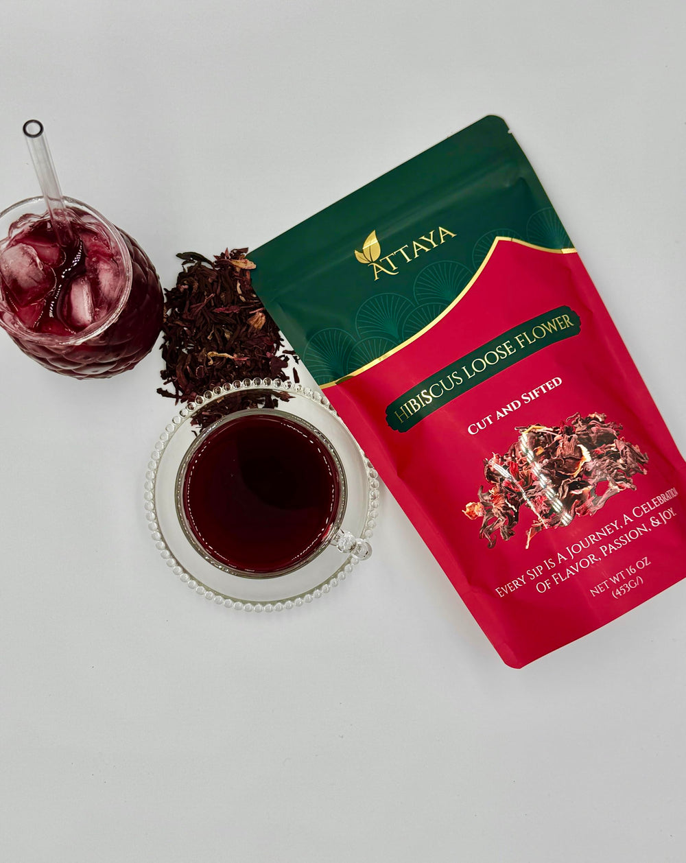 Attaya hibiscus display on kitchen counter for easy access