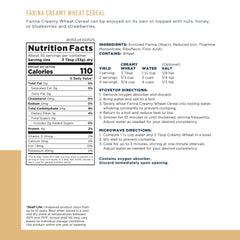 Close-up of Augason Farms Creamy Wheat Cereal can packaging showing durable emergency storage