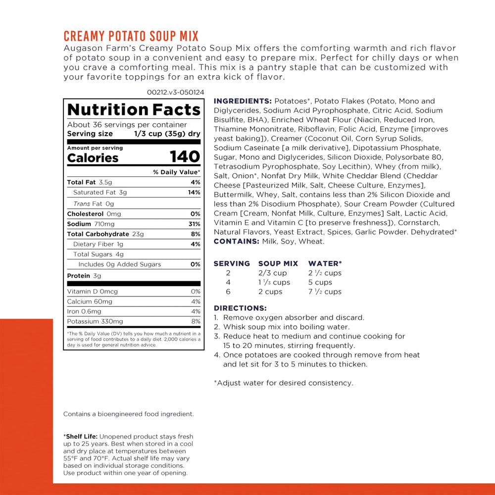 Augason Farms Emergency Food Supply label emphasizes durability and long storage life.