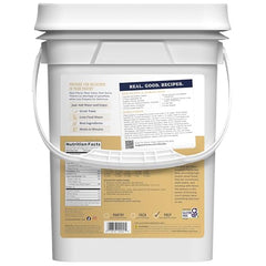Augason Farms long-grain white rice pail packaging display for prep shoppers