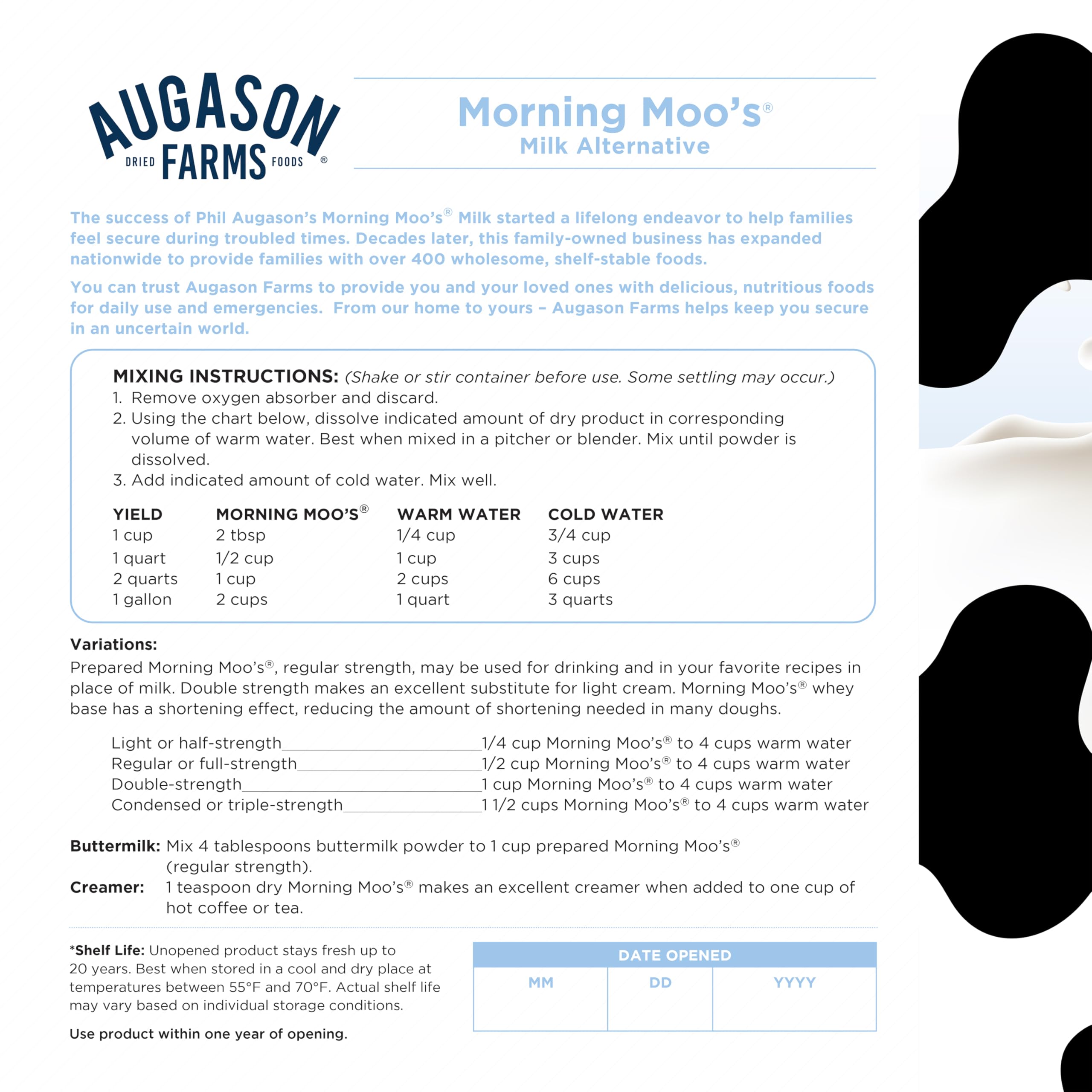 Augason Farms Morning Moo's hot cinnamon-spice serving evokes cozy breakfasts