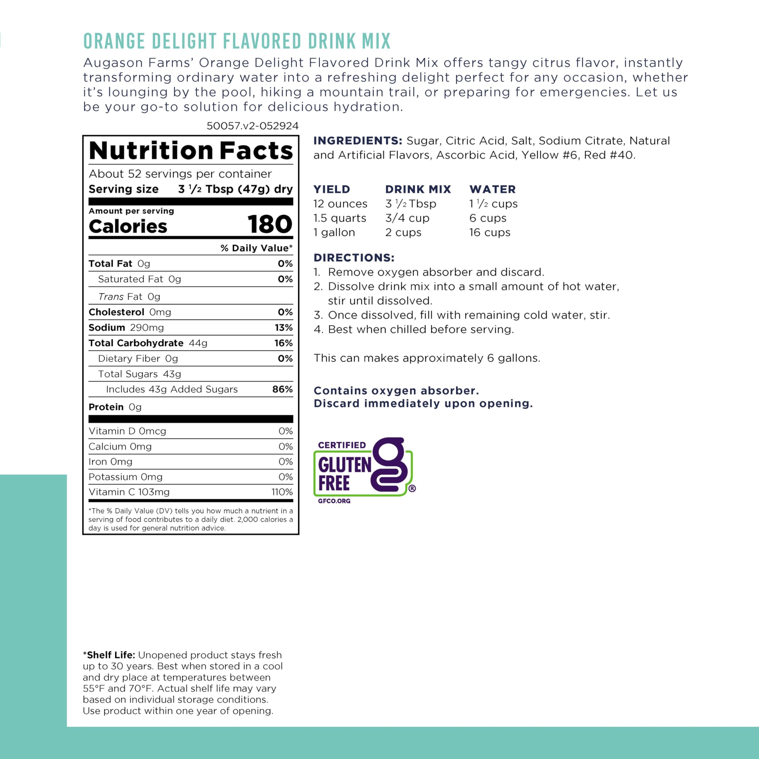 Can side view with label emphasizes a long shelf life.