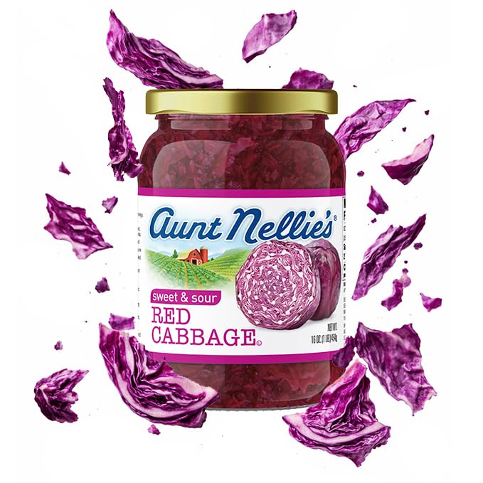 Aunt Nellie's Sweet & Sour Red Cabbage ingredients panel with simple ingredients