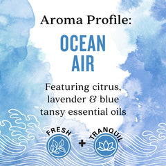 Aura Cacia Ocean Air color notes showing plant-derived hues.