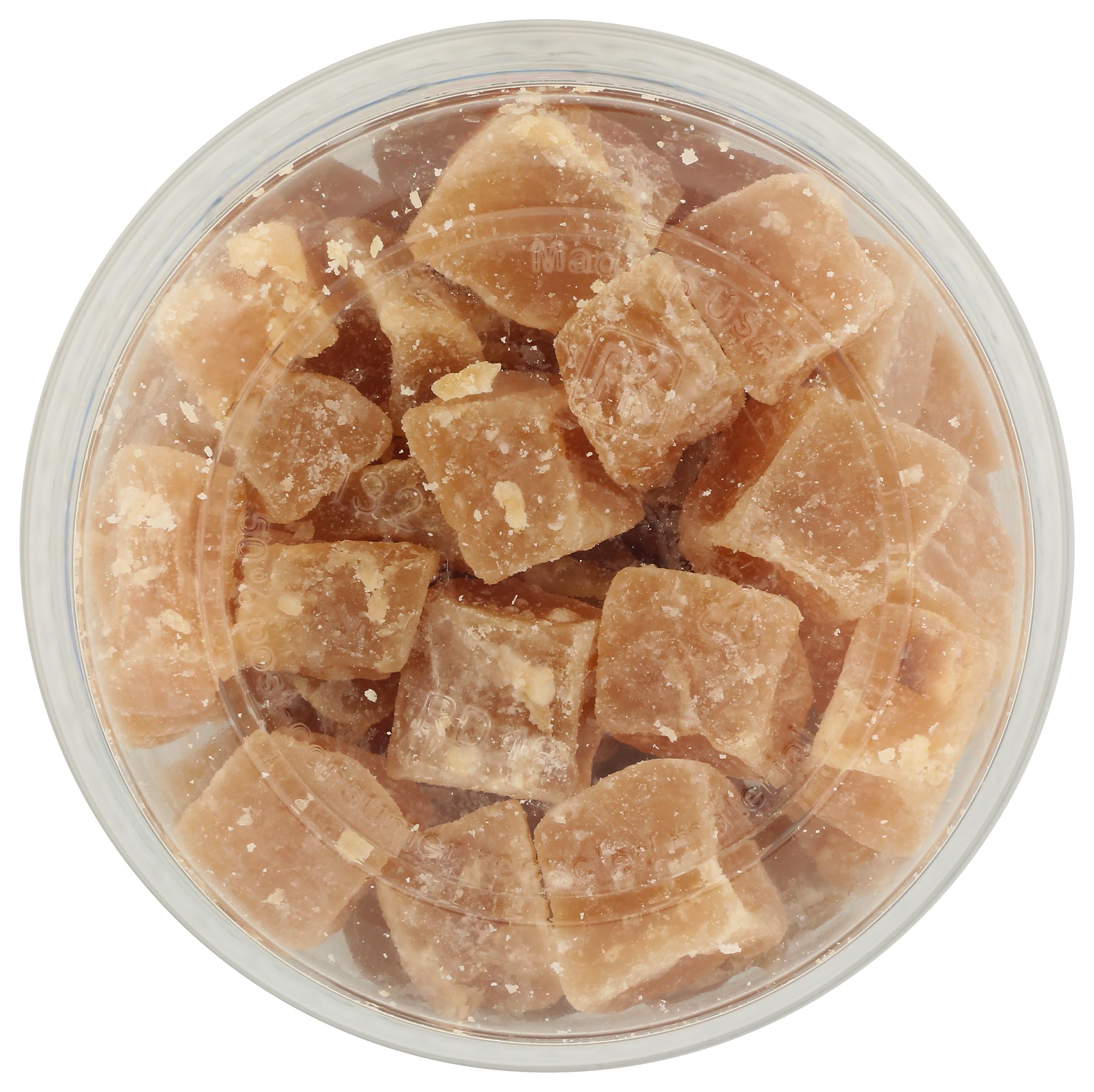 Aurora ginger chunks in a resealable bag as pantry staple.