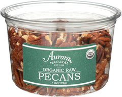 Aurora Products Organic Pecan Halves in a bowl, ideal for snacking with crunch