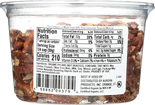 Aurora Products Organic Pecan Halves being poured, a convenient baking ingredient option