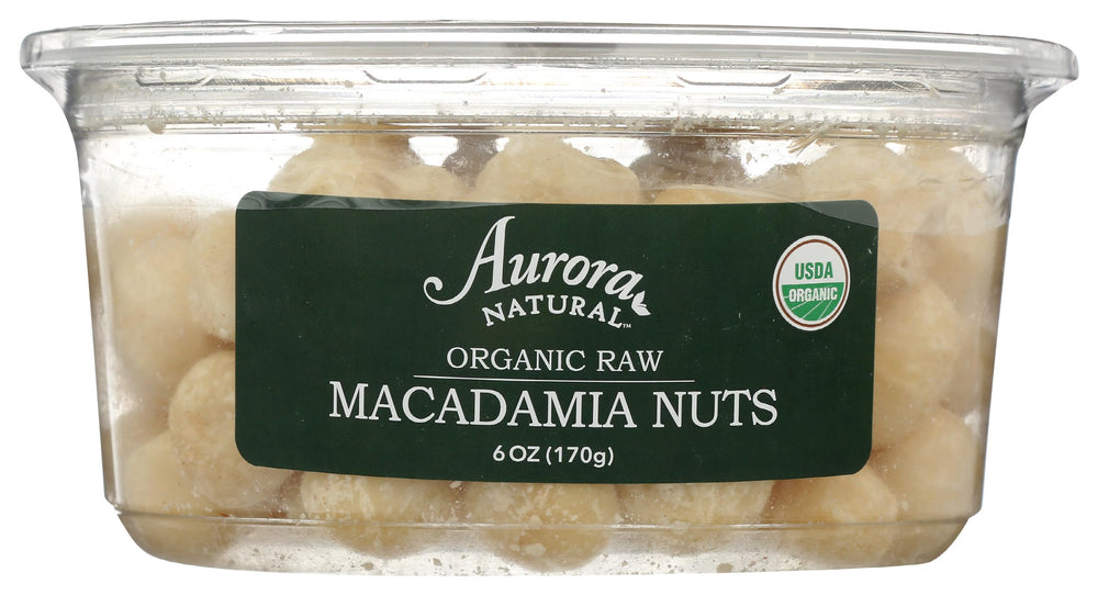 Aurora Products Organic Raw Macadamia Nuts front view for premium snacking