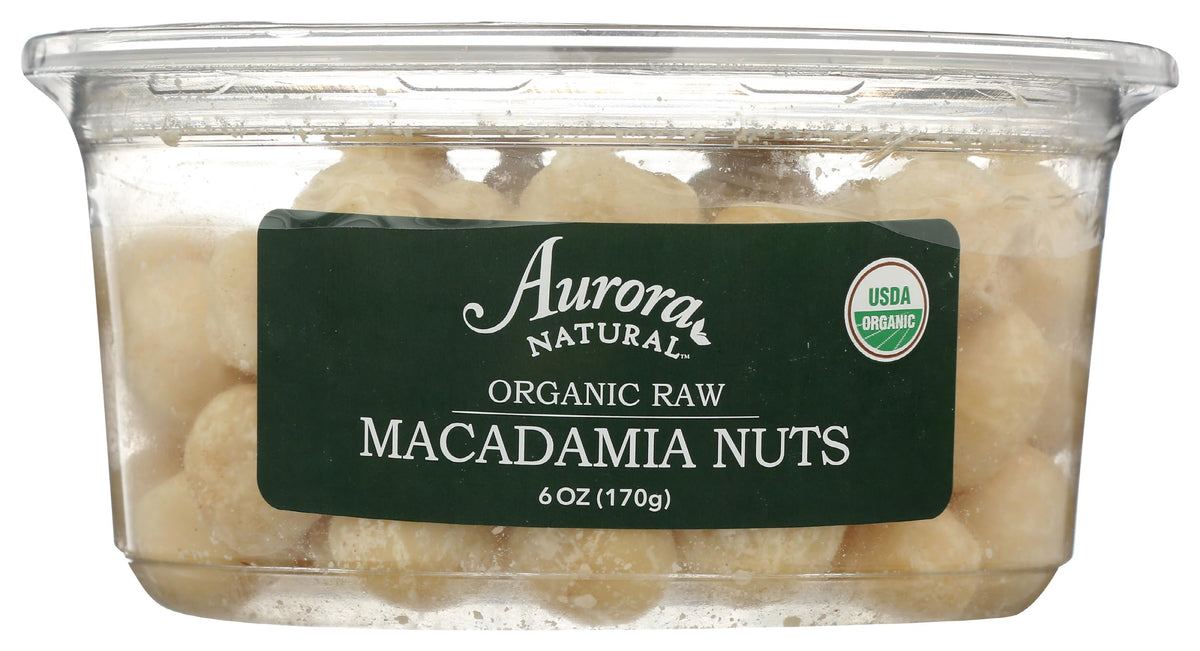 Aurora Products Organic Raw Macadamia Nuts front view for premium snacking