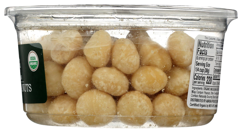 Aurora Products Organic Raw Macadamia Nuts packaging design and sustainability