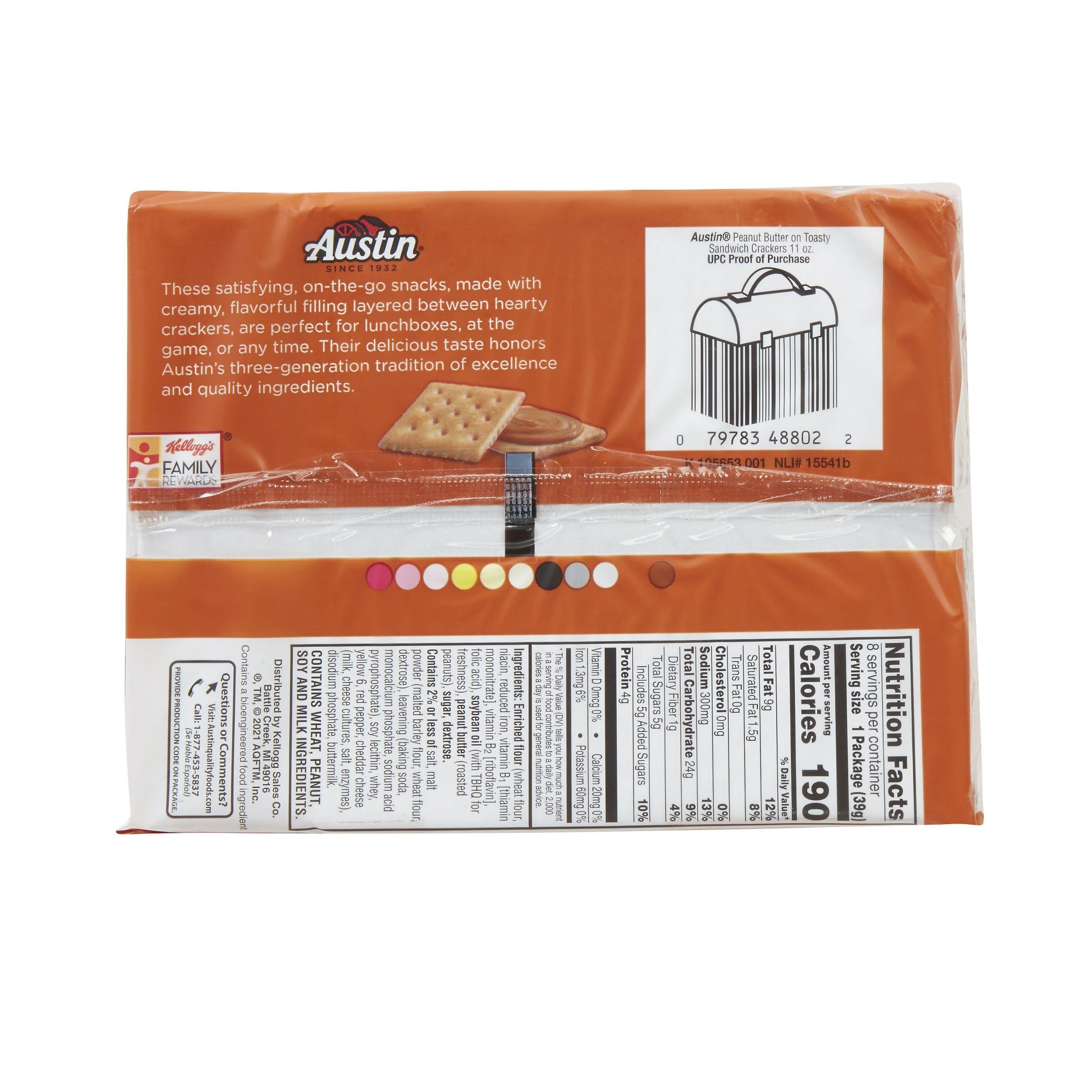 Austin Sandwich Crackers crispy crackers with a light salt sprinkle for flavor.
