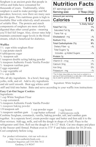 Authentic Foods sorghum flour superfine used in bread and pizza dough for gluten-free baking
