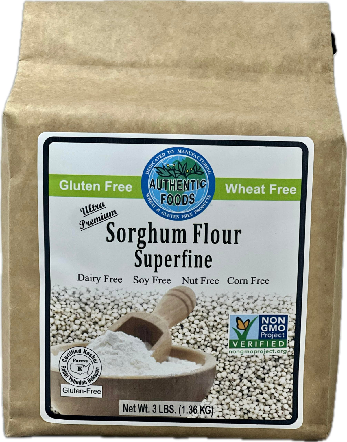 Authentic Foods sorghum flour superfine bulk bag for gluten-free baking and foodservice