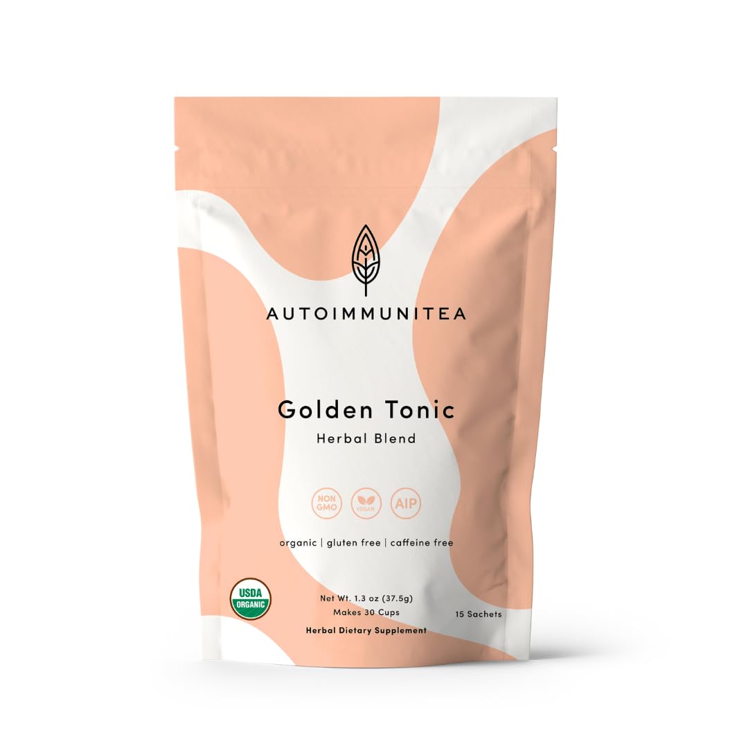 Autoimmuni-Tea organic turmeric-ginger tea cup for a calming, balanced flavor experience.