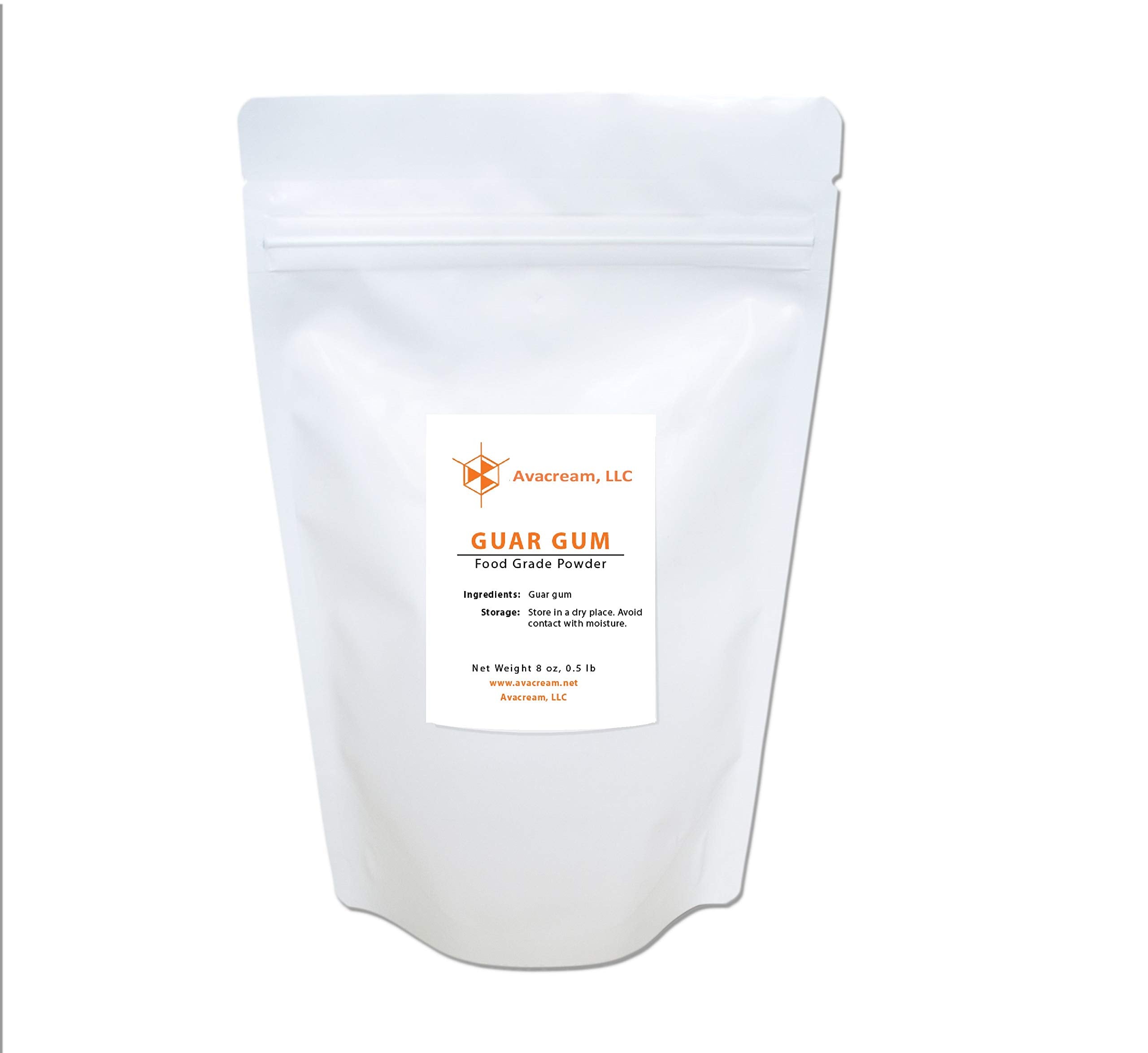 Avacream Guar Gum Powder 8oz canister on shelf for thickening sauces.