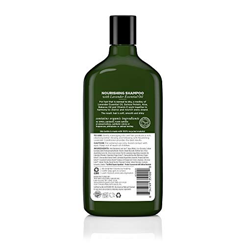Avalon Organics Nourishing Lavender Shampoo lavender oil close-up emphasizing soothing scent and nourishment.