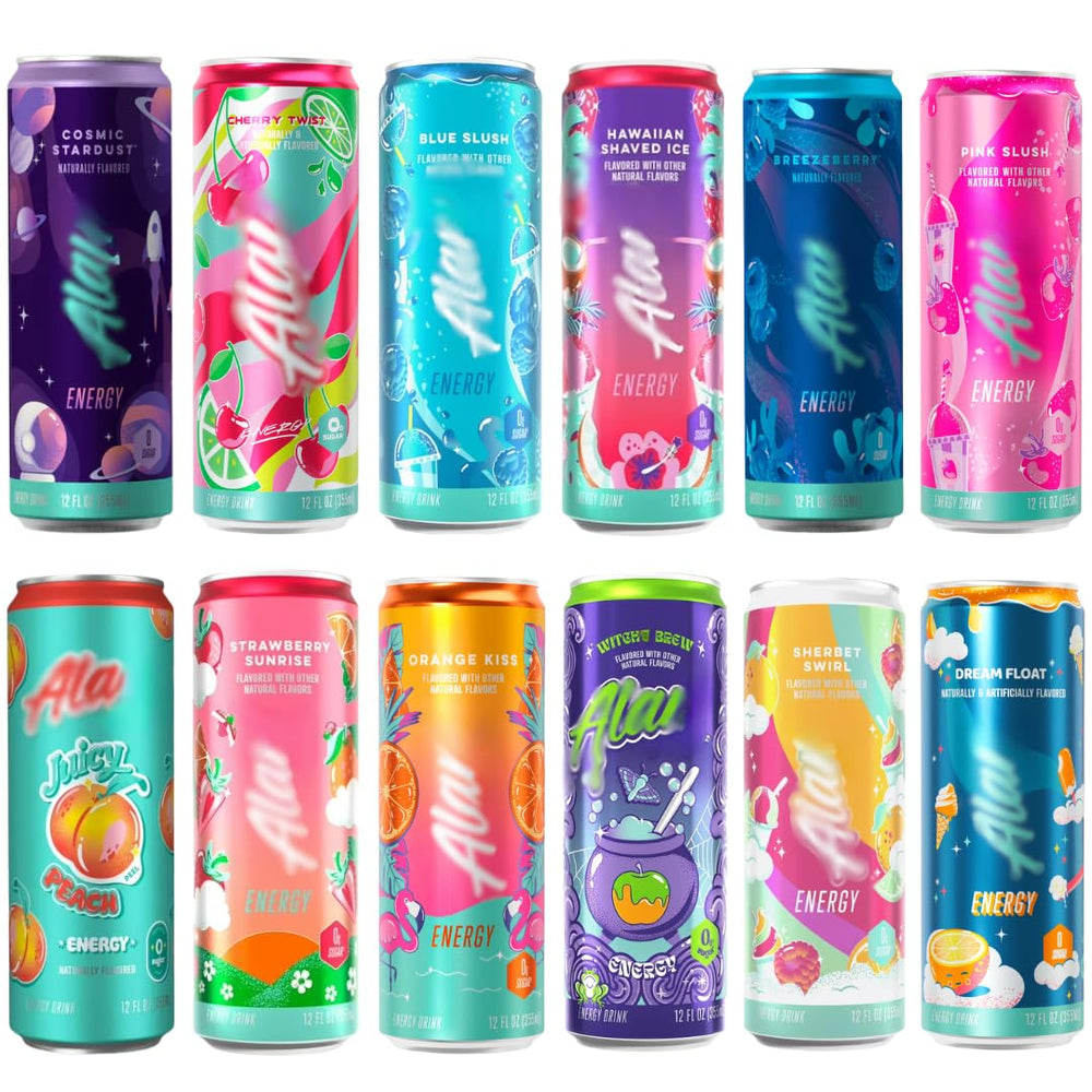 Avama AIanni Energy variety pack cans offering sugar-free refreshment.