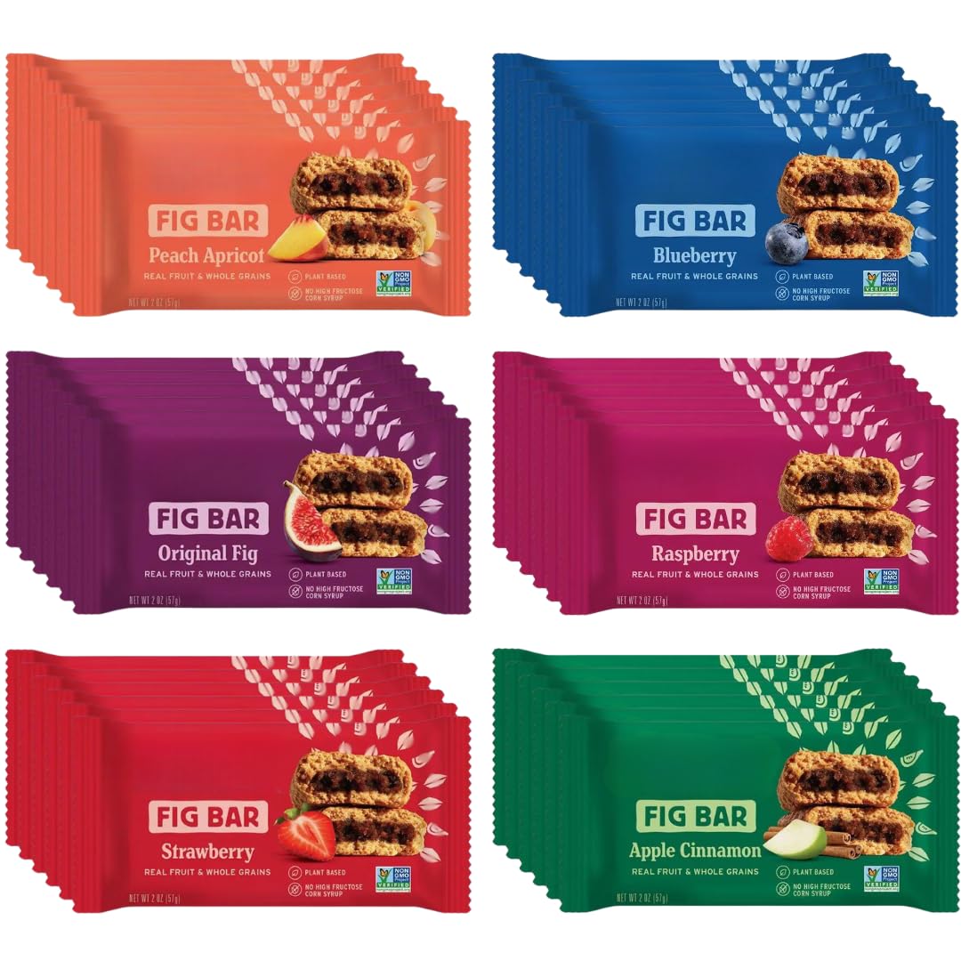 Avama Whole Wheat Fig Bars 6-Flavor Variety Pack, ideal for quick breakfasts and snacks on the go