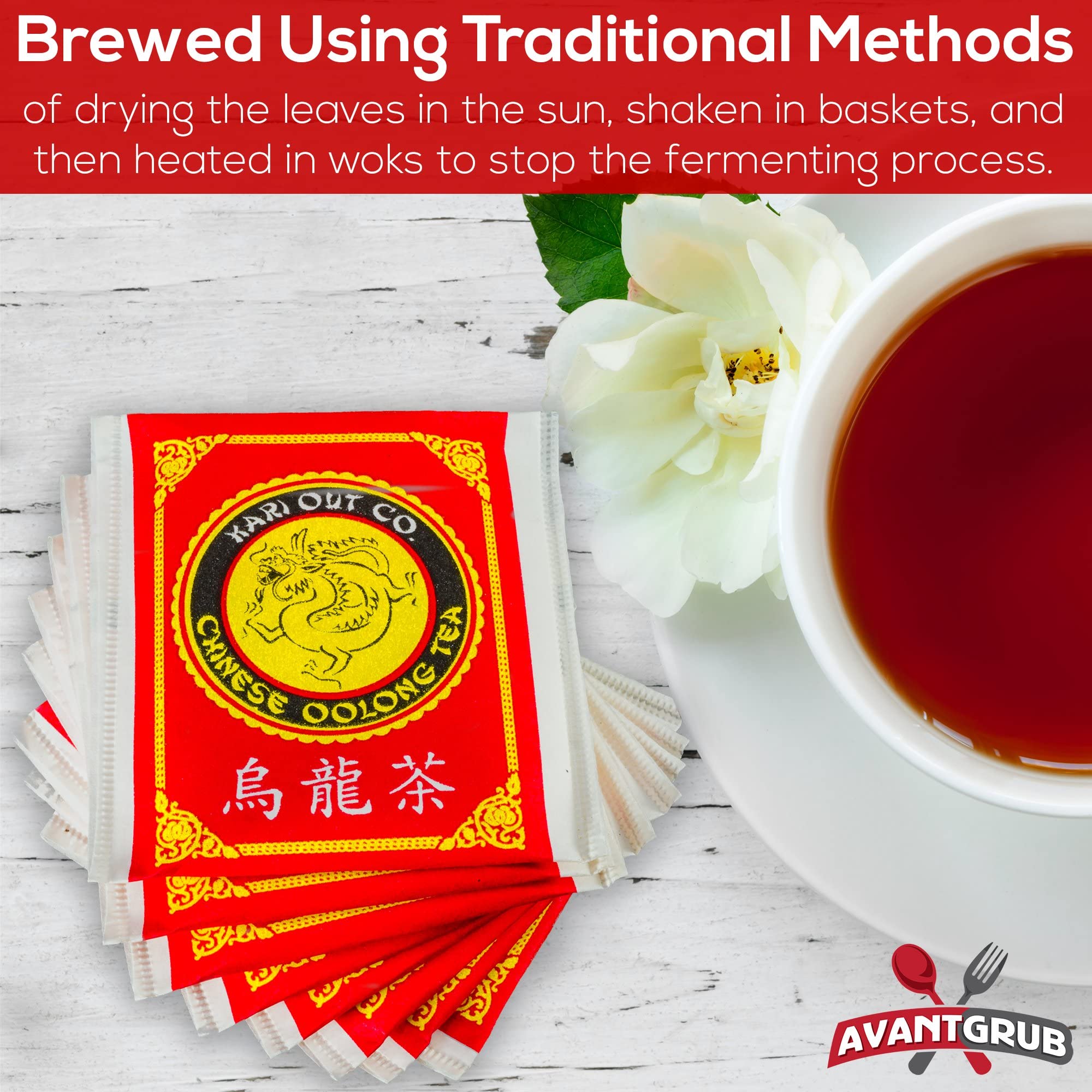 Avant Grub tea bags brewing setup demonstrates hot or iced tea versatility.