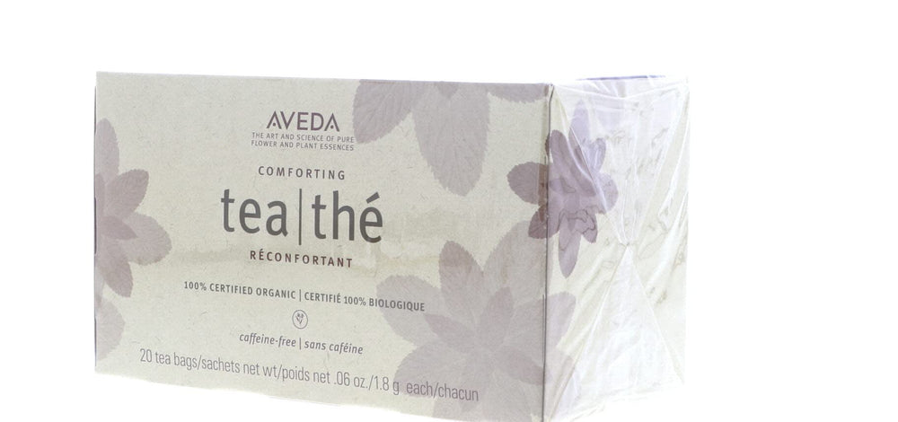 Aveda Comforting Tea Bags in-use shot promotes a calm tea ritual.