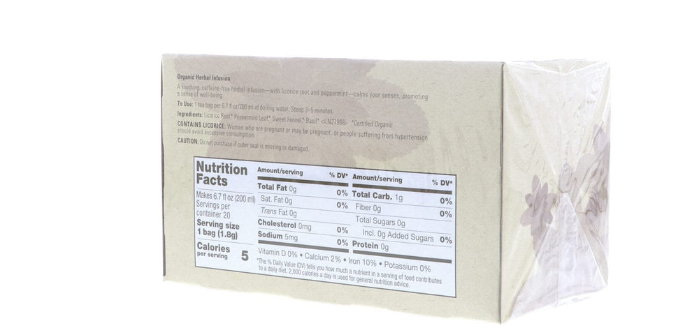 Aveda Comforting Tea Bags sachet-open scene suggests easy preparation for quiet evenings.