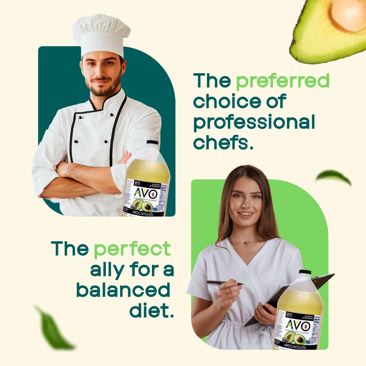 AVO Bulk Avocado Oil non-GMO certificate visible on the label.
