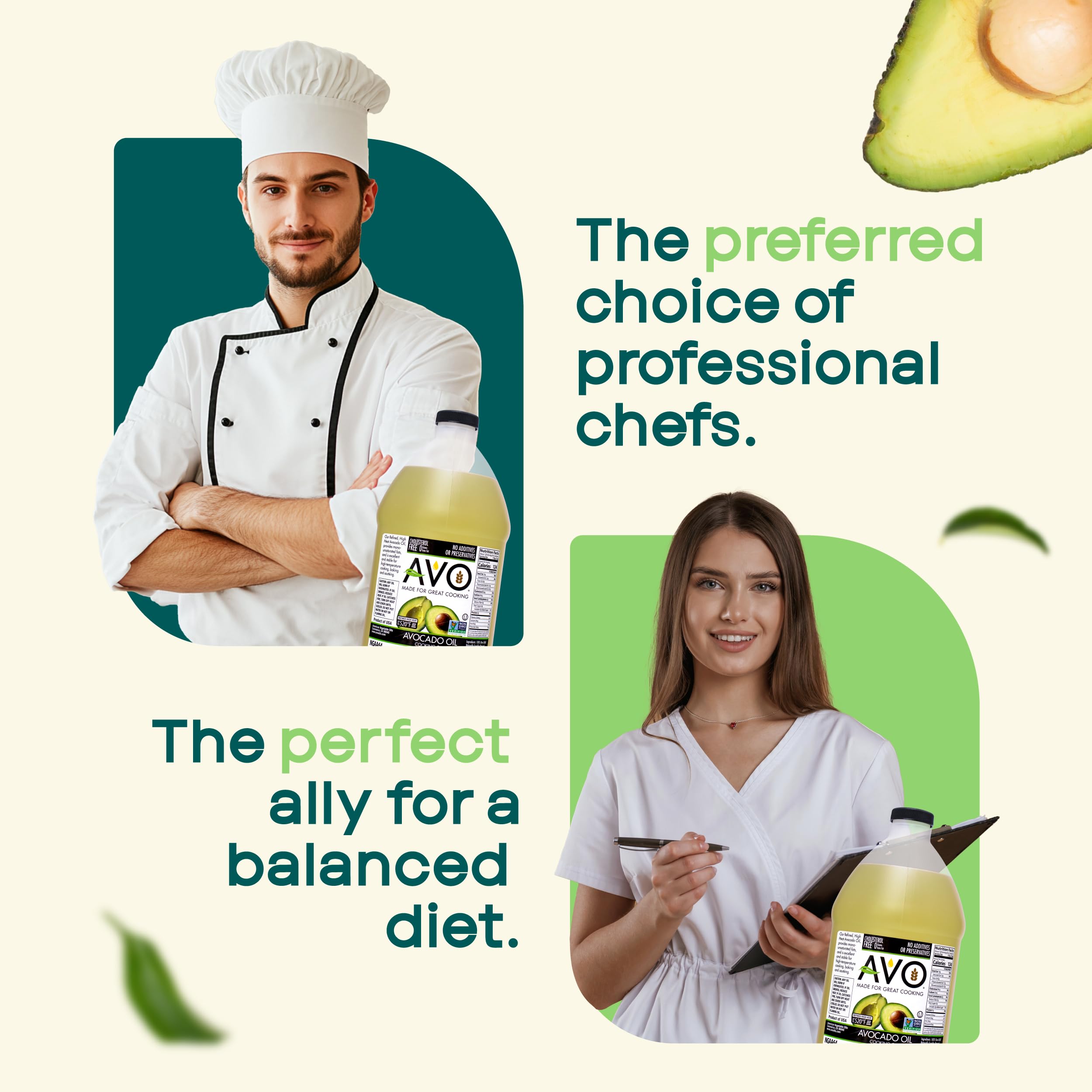 AVO bulk avocado oil features Non-GMO, gluten-free certifications
