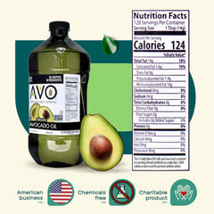 AVO Organic Avocado Oil bottle front showing USDA Organic certification.
