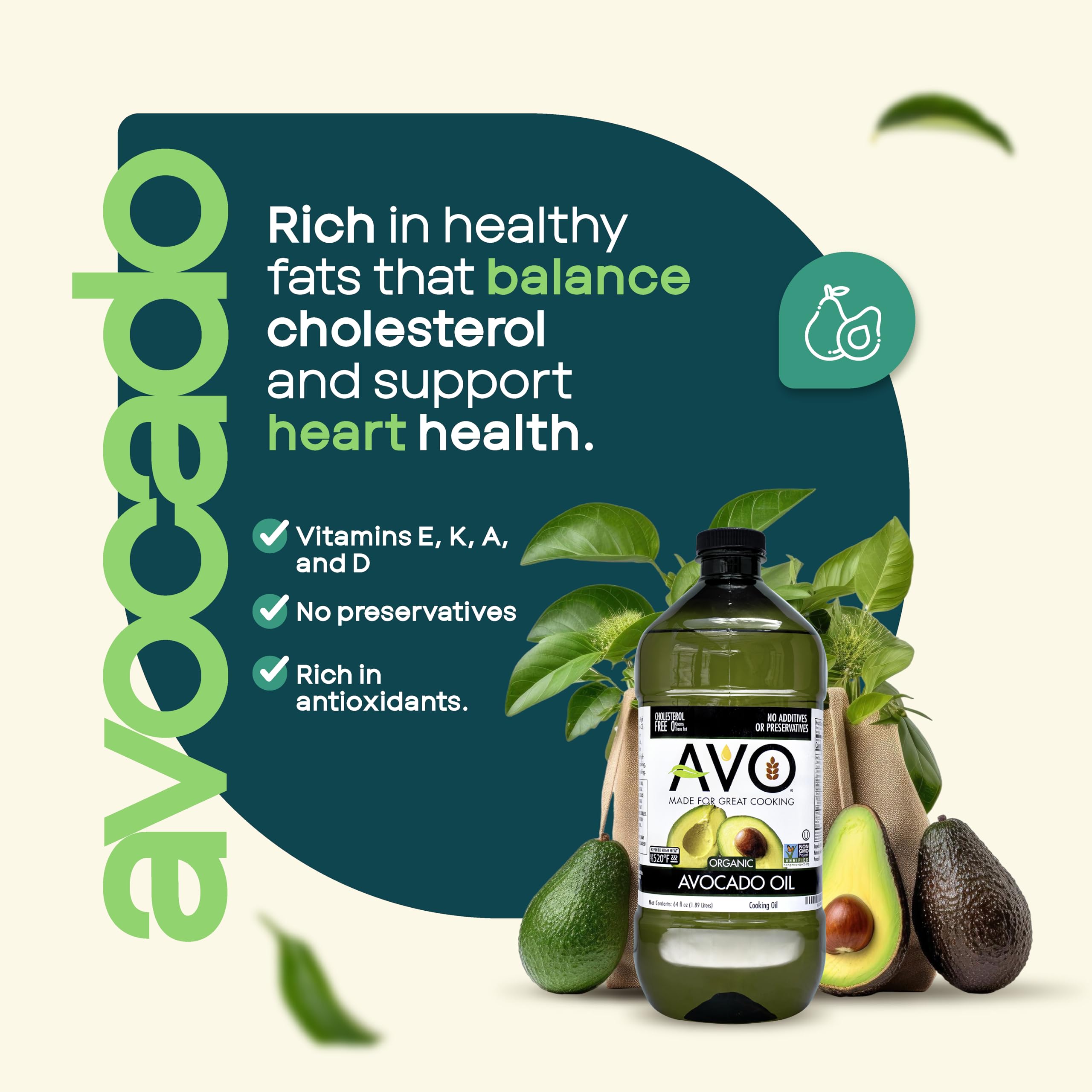Creamy vinaigrette made with AVO Organic Avocado Oil on a salad.