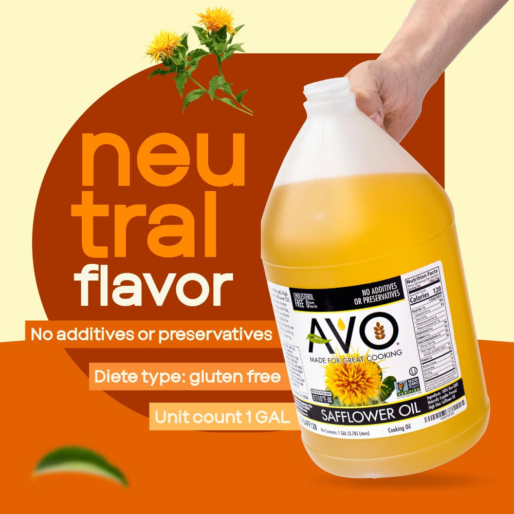 AVO safflower oil deep frying setup demonstrates high-heat capability