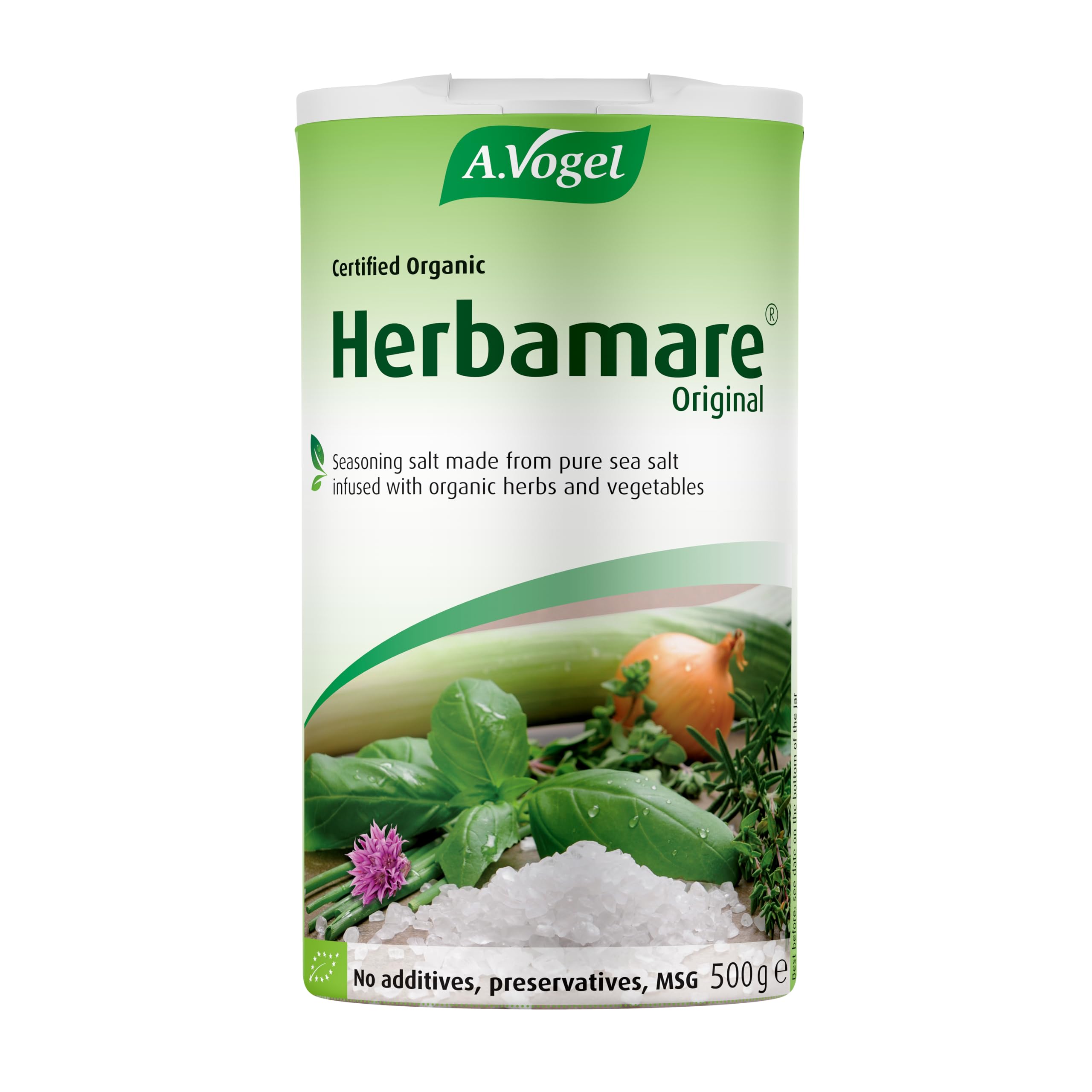 A.Vogel Herbamare Original 500 g jar showing vibrant herb blend for richer flavor