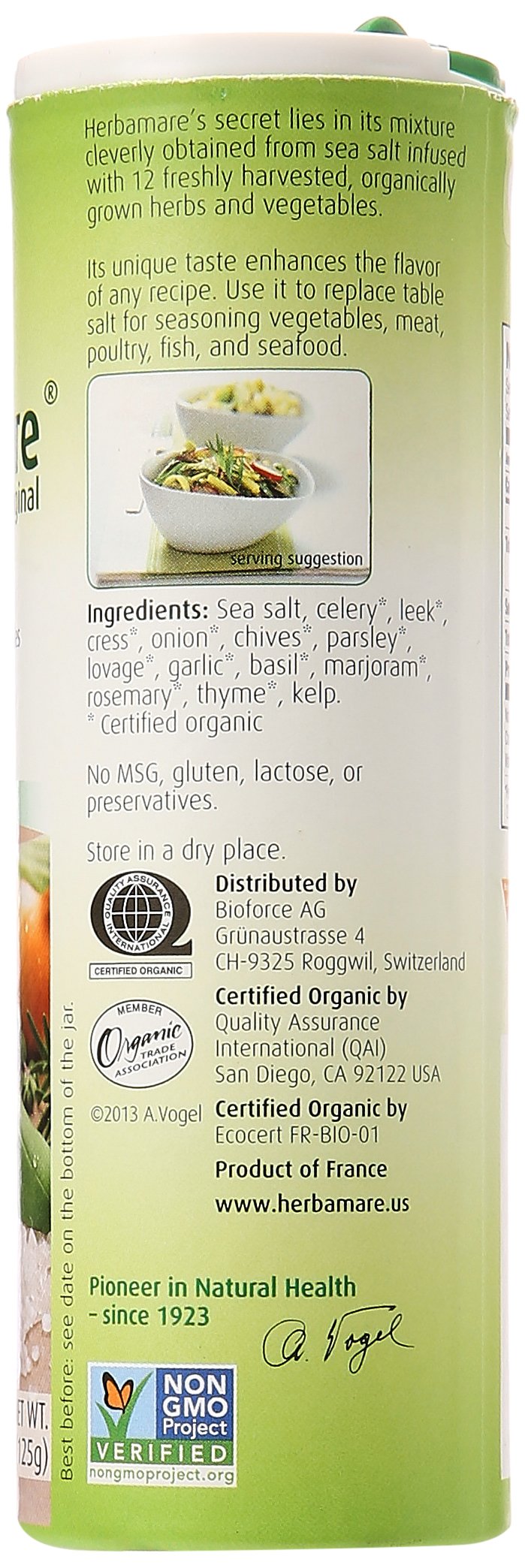 Herbamare sea salt pour action captures easy seasoning without clumping.