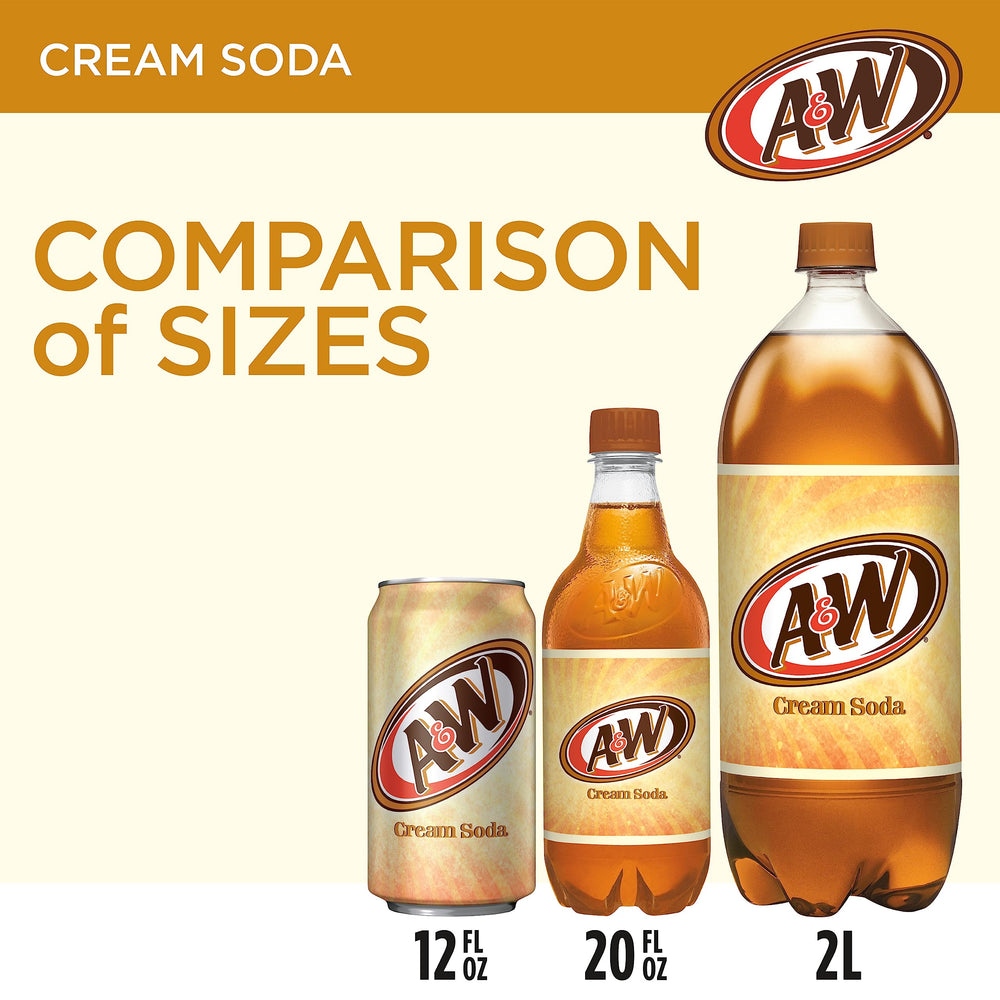 A&W Cream Soda served with ice and a lemon slice.