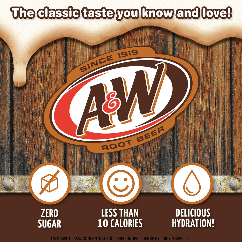 A&W powder mix dissolving in water to flavor a beverage.