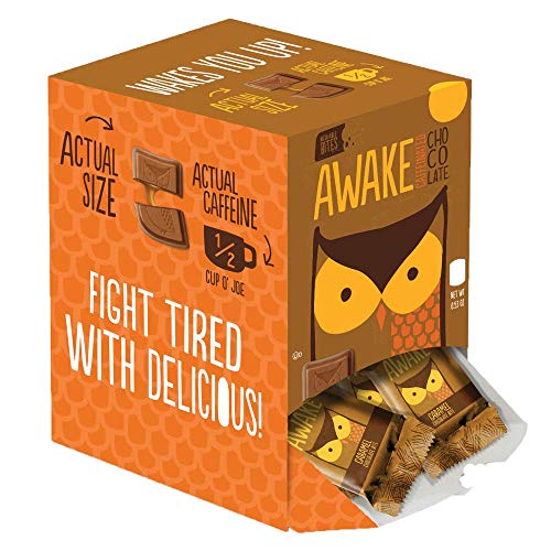 AWAKE Caffeinated Chocolate Bites box display with all five flavors.