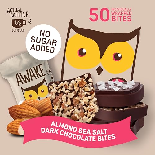 AWAKE Caffeinated Chocolate Bites cross-section reveals premium flavor and daytime energy.