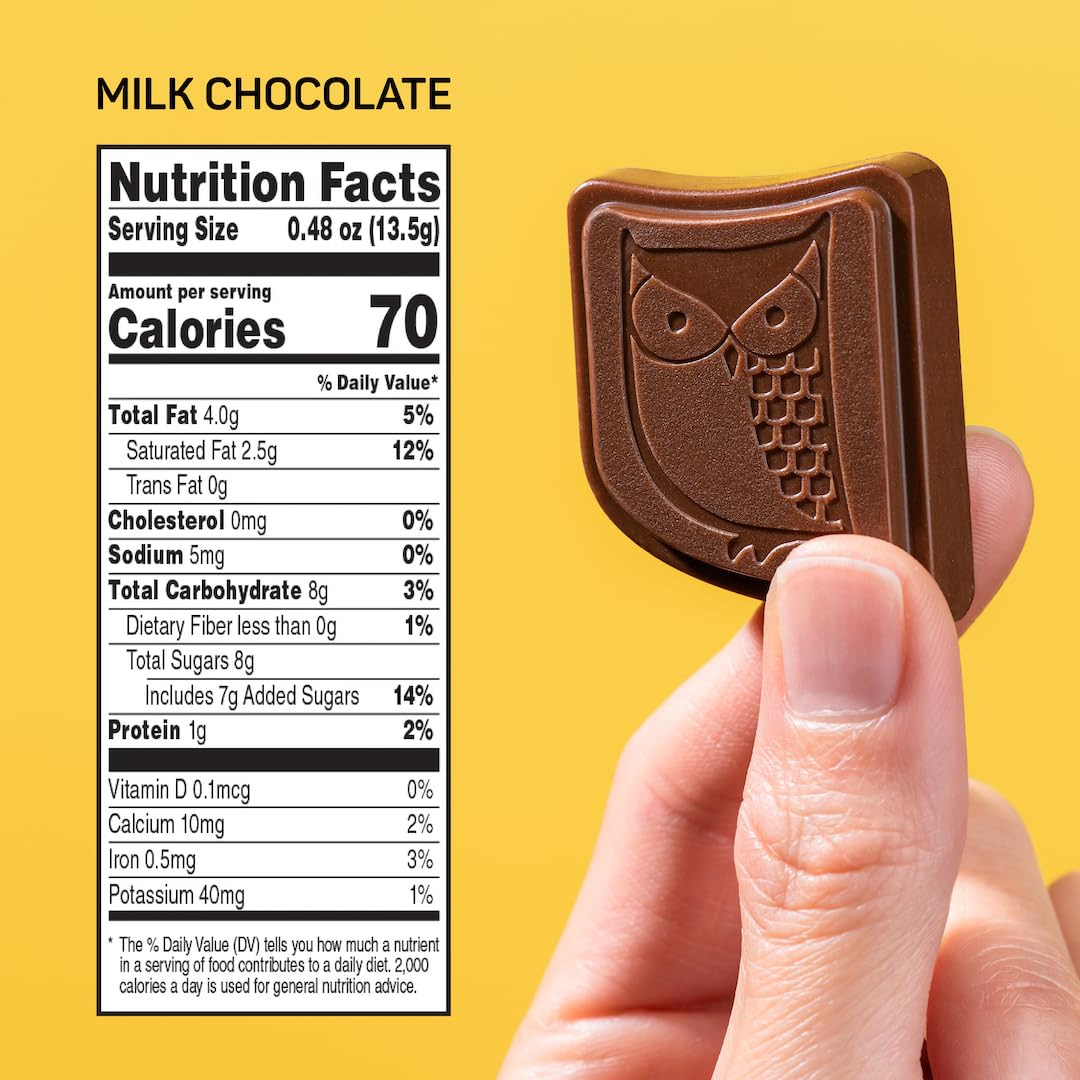 Open wrapper of AWAKE Milk Chocolate Bites showing individual portions for on-the-go snacking.