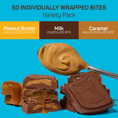 AWAKE Caffeinated Chocolate bites variety pack display showing multiple flavors for choice.