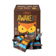 Awake Caffeinated Chocolate Energy Bites milk chocolate pack, convenient study boost.
